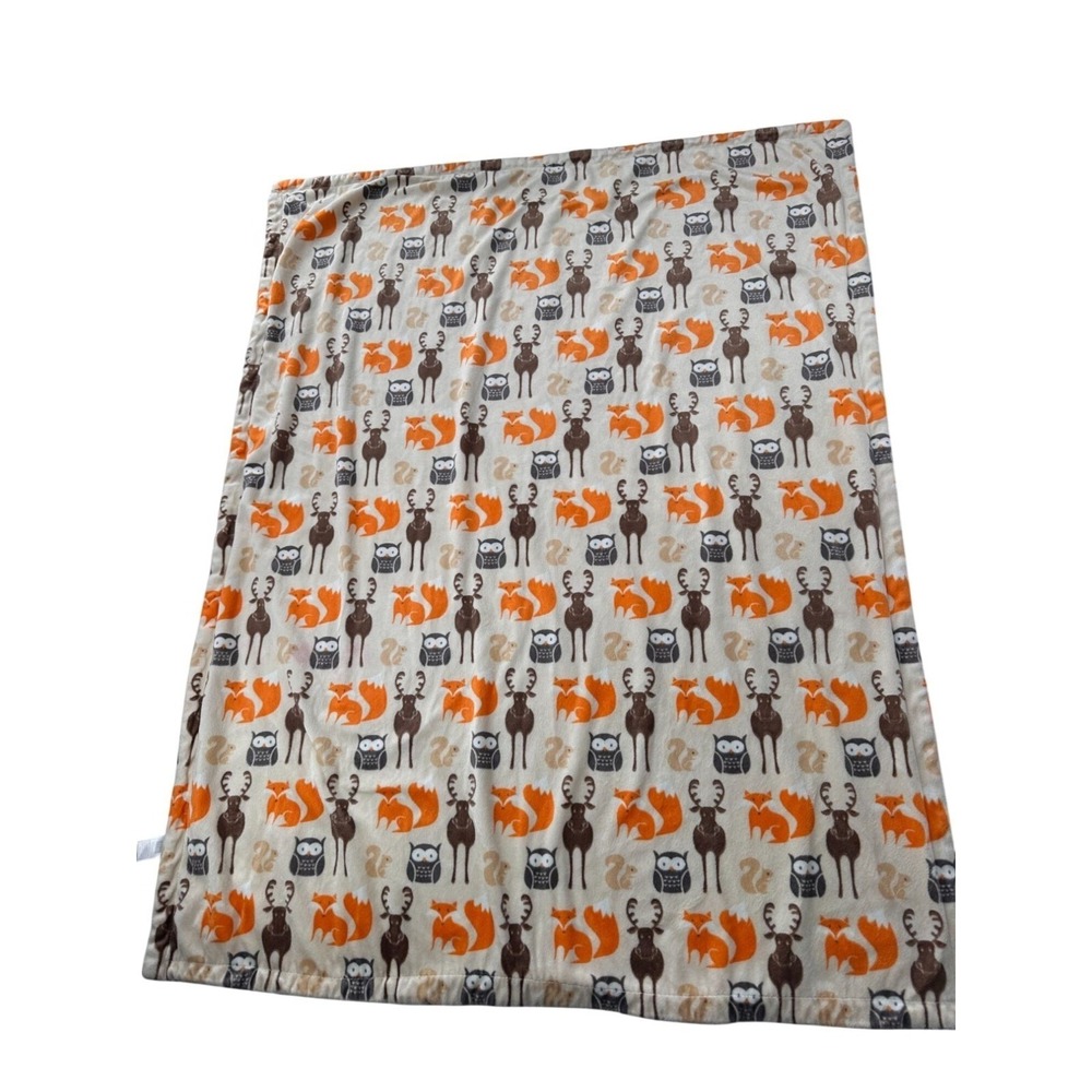 Baby Vision Woodland Animal Baby Blanket 30"x40" Fleece Sherpa Fox‎ Owl Moose